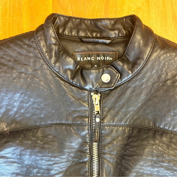 BLANC NOIR Faux Leather Jacket - Silver Zipper - XL - Picture 4 of 10